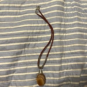 Necklace with a stone fake leather